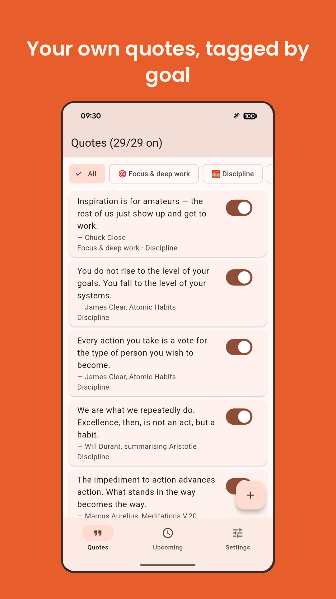Your own quotes, tagged by goal