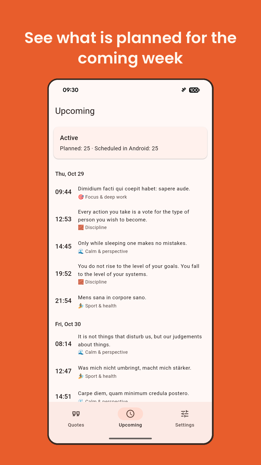See what is planned for the coming week