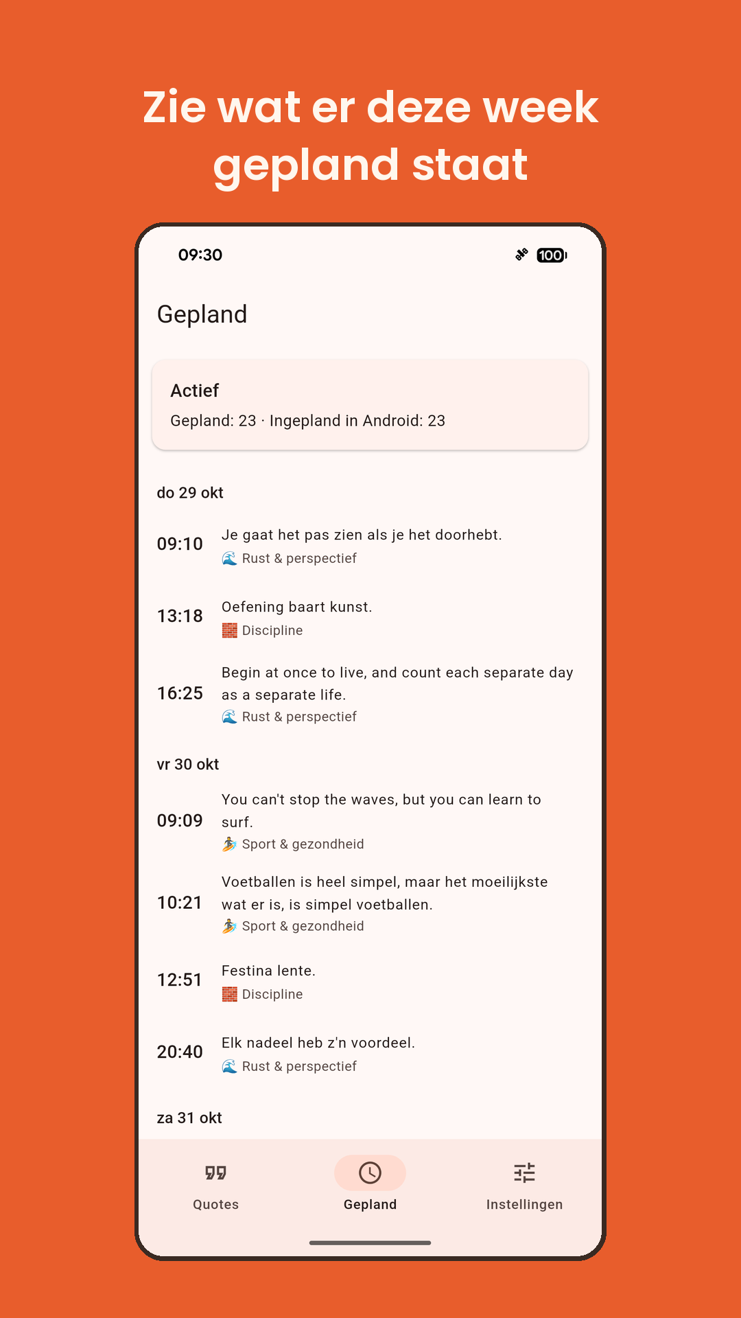 Zie wat er deze week gepland staat